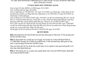 Quyết định 105/2007/QĐ-UBND quy định quản lý nhà nước giá áp dụng tỉnh Bắc Giang