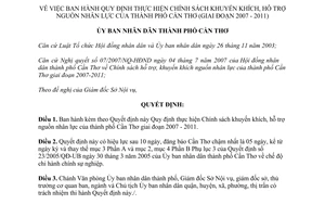 Quyết định 50/2007/QĐ-UBND thực hiện Chính sách khuyến khích hỗ trợ