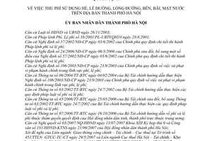 Quyết định 148/2007/QĐ-UBND thu phí sử dụng hè lề đường lòng đường bến bãi, mặt nước thành phố Hà Nội