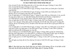 Quyết định 363/2007/QĐ-UBND quy định bồi thường hỗ trợ tái định cư khi Nhà nước thu hồi đất tỉnh Ninh Thuận