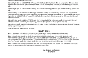 Quyết định 3557/2007/QĐ-UBND giá đất trên địa bàn Phú Thọ