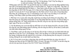 Công điện10059/CĐ-BYT tai nạn lao động nghiêm trọng Hà Tĩnh Hồ Chí Minh