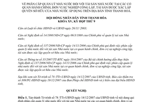 Nghị quyết 84/2007/NQ-HĐND phân cấp quản lý tài sản Nhà nước Thanh Hóa