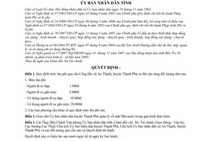 Quyết định 2479/2007/QĐ-UBND quy định mức thu phí qua cầu Cống Đá xã An Thạnh, huyện Thạnh Phú tỉnh Bến Tre