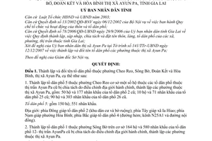 Quyết định 111/2007/QĐ-UBND thành lập đổi tên tổ dân phố thuộc phường Cheo Reo, Sông Bờ, Đoàn Kết Hòa Bình thị xã Ayun Pa, tỉnh Gia Lai