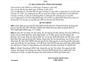 Quyết định 4238/2007/QĐ-UBND quy định giá đất tỉnh Thanh Hoá năm 2008