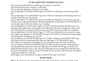 Quyết định 39/2007/QĐ-UBND tỉnh Quảng Ngãi Quy định bồi thường, hỗ trợ tái định cư Nhà nước thu hồi đất