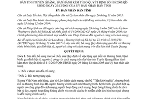 Quyết định 42/2007/QĐ-UBND sửa đổi quy định về tặng quà đối với thương bệnh binh