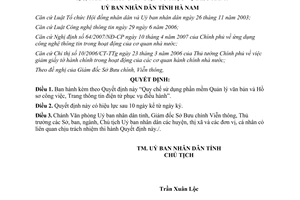 Quyết định 20/2007/QĐ-UBND Quy chế sử dụng phần mềm quản lý văn bản Hà Nam