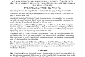 Quyết định 106/2007/QĐ-UBND phân cấp quản lý nhà nước tỉnh Bà Rịa Vũng Tàu