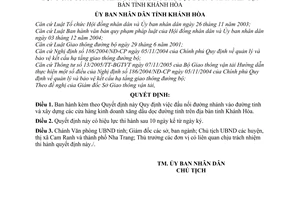 Quyết định 85/2007/QĐ-UBND ban hành Quy định việc đấu nối đường nhánh vào đường tỉnh và xây dựng các cửa hàng kinh doanh xăng dầu dọc đường tỉnh trên địa bàn tỉnh Khánh Hòa do Ủy ban nhân dân tỉnh Khánh Hòa ban hành