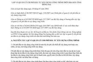 Hướng dẫn 2106/HD-SXD lập quản lý chi phí đầu tư xây dựng công trình