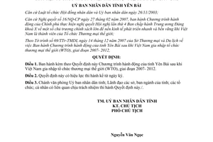 Quyết định 2450/QĐ-UBND năm 2007 Chương trình hành động của tỉnh Yên Bái