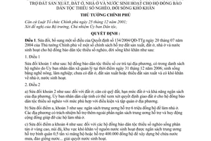 Quyết định 198/2007/QĐ-TTg chính sách hỗ trợ đất sản xuất nhà ở nước sinh hoạt hộ đồng bào dân tộc thiểu số nghèo khó khăn sửa đổi 134/2004/QĐ-TTg