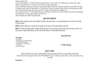 Quyết định 16/2007/QĐ-BCT quy chế phát ngôn cung cấp thông tin báo chí Bộ Công thương