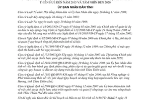 Quyết định 3033/QĐ-UBND quy hoạch tổng thể phát triển thủy lợi Thừa Thiên Huế 2015 tầm nhìn 2020