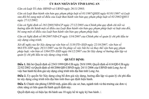Quyết định 55/2007/QĐ-UBND bãi bỏ quyết định công bố bộ đơn giá xây dựng Long An