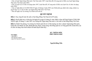 Quyết định 3096/QĐ-NHNN mức lãi suất cơ bản bằng Đồng Việt Nam