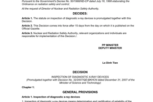Decision 32/2007/QD-BKHCN testing of diagnostic x ray devices