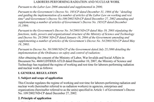 Circular No. 31/2007/TT-BKHCN guiding the implementation of regime of working