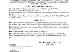 Quyết định 41/2007/QĐ-UBND quy định định mức đất chế độ quản lý xây phần mộ, tượng đài, bia tưởng niệm nghĩa trang nghĩa địa tỉnh Lạng Sơn