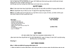 Quyết định 32/2007/QĐ-BKHCN quy định kiểm tra thiết bị X quang chẩn đoán y tế