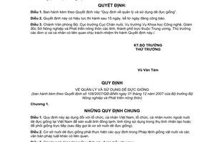 Quyết định 108/2007/QĐ-BNN Quy định quản lý sử dụng dê đực giống