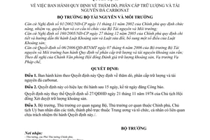 Quyết định 26/2007/QĐ-BTNMT Quy định thăm dò, phân cấp trữ lượng tài nguyên đá carbonat