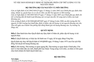 Quyết định 25/2007/QĐ-BTNMT Quy định thăm dò phân cấp trữ lượng tài nguyên than