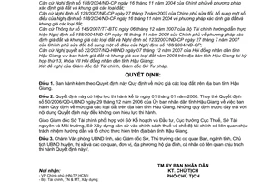 Quyết định 26/2007/QĐ-UBND quy định mức giá đất tỉnh Hậu Giang