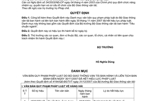 Quyết định 4194/QĐ-BGTVT công bố Danh mục văn bản quy phạm pháp luật hết hiệu lực