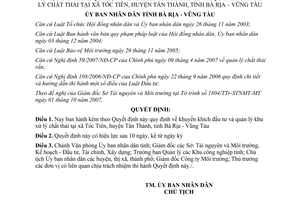 Quyết định 92/2007/QĐ-UBND khuyến khích đầu tư quản lý khu xử lý nước thải