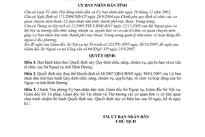 Quyết định 119/2007/QĐ-UBND chức năng, nhiệm vụ, quyền hạn và cơ cấu tổ chức