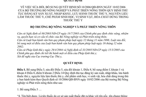 Quyết định 99/2007/QĐ-BNN thủ tục đăng ký sản xuất nhập khẩu lưu hành thuốc thú y nguyên liệu làm thuốc chế phẩm sinh học sửa đổi 10/2006/QĐ-BNN