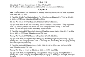 Nghị định 175/2007/NĐ-CP điều chỉnh địa giới hành chính xã phường thành lập phường thị trấn thuộc huyện Phú Hòa thành phố Tuy Hòa tỉnh Phú Yên