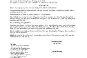 Nghị định 177/2007/NĐ-CP thành lập phường Ninh Sơn thuộc thành phố Ninh Bình, tỉnh Ninh Bình