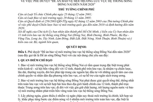 Quyết định 187/2007/QĐ-TTg phê duyệt Đề án bảo vệ môi trường lưu vực hệ thống sông Đồng Nai đến năm 2020