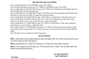 Quyết định 97/2007/QĐ-BTC Quy chế nhập xuất vật tư thiết bị dự trữ quốc gia