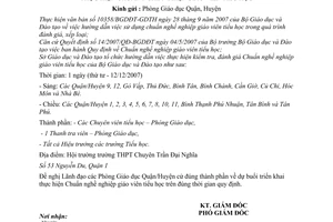 Hướng dẫn 2840/GDĐT-TH thực hiện Chuẩn nghề nghiệp Giáo viên tiểu học