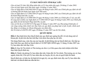 Quyết định 20/2007/QĐ-UBND tạm ngừng thu khoản phí, lệ phí tỉnh Bạc Liêu