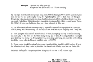 Công văn 18/NHNN-VP đăng ký phát biểu tại Hội nghị triển khai nhiệm vụ Ngân hàng 2008