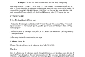 Công văn 39/KBNN-KT  hướng dẫn bổ sung chế độ kế toán dự toán ngân sách nhà nước