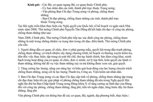 Công văn 213/VPCP-VI công tác phòng, chống tham nhũng tại Hội nghị triển khai Nghị quyết của Quốc hội kế hoạch và ngân sách Nhà nước năm 2008