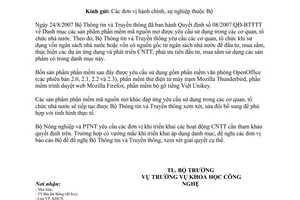 Công văn 203/BNN-KHCN yêu cầu sử dụng phần mềm mã nguồn mở
