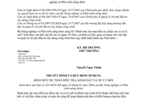 Công văn  120/BNN-XD Công bố định mức dự toán điều tra, khoả sát và xử lý mối