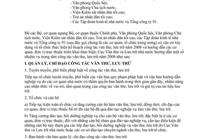 Công văn  29/VTLTNN-NVTW phương hướng nhiệm vụ công tác văn thư, lưu trữ năm 2008 của các cơ quan, tổ chức trung ương