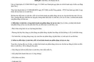 Công văn 11/CV-TY kiểm tra cấp giấy chứng nhận đủ điều kiện vệ sinh thú y