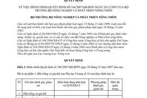 Quyết định 23/QĐ-BNN  đính chính QĐ 106/2007/QĐ-BNN