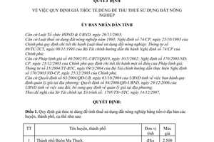 Quyết định  02/2008/QĐ-UBND quy định giá thóc tẻ dùng để thu thuế sử dụng đất nông nghiệp