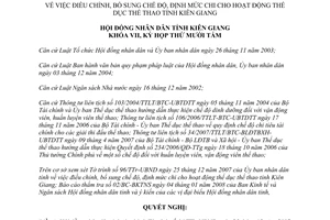 Nghị quyết 19/2008/NQ-HĐND điều chỉnh chế độ định mức chi thể dục thể thao Kiên Giang